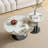 Ensemble de table basse 2 pièces, table basse ronde moderne avec base en acier inoxydable-191356497