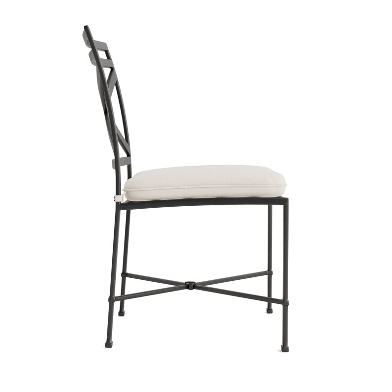 Venetian Outdoor Dining Side Chair, Fusion Natural, Textured Pewter, Tan