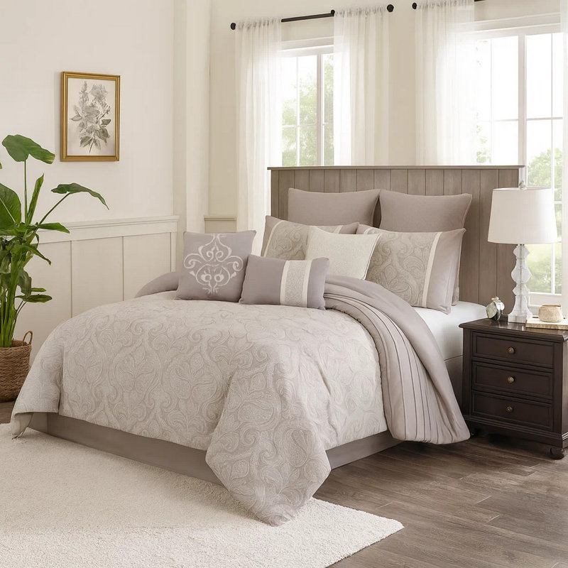 Ensemble d'édredon en microfibre , Édredon pour très grand lit + 9 pièces supplém