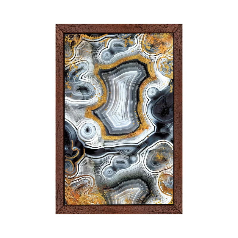 Geode Onyx - Print on Canvas, 66.04 cm H x 45.72 cm W, Brown Floater Framed