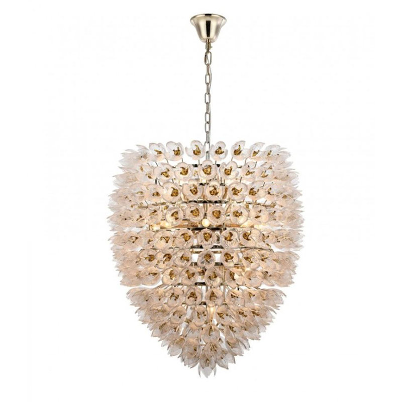 Lustre large en verre Murano Glorya II, Nickel poli, Fumée, 40" Diameter x 46" Height