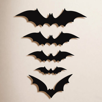 Halloween Decorations Bats Wall Decor Halloween Party Decorations Indoor Outdoor Decor Supplies, 64 Pcs Reusable PVC 3D Black Bats Stickers For Creepy Home Bathroom Decor