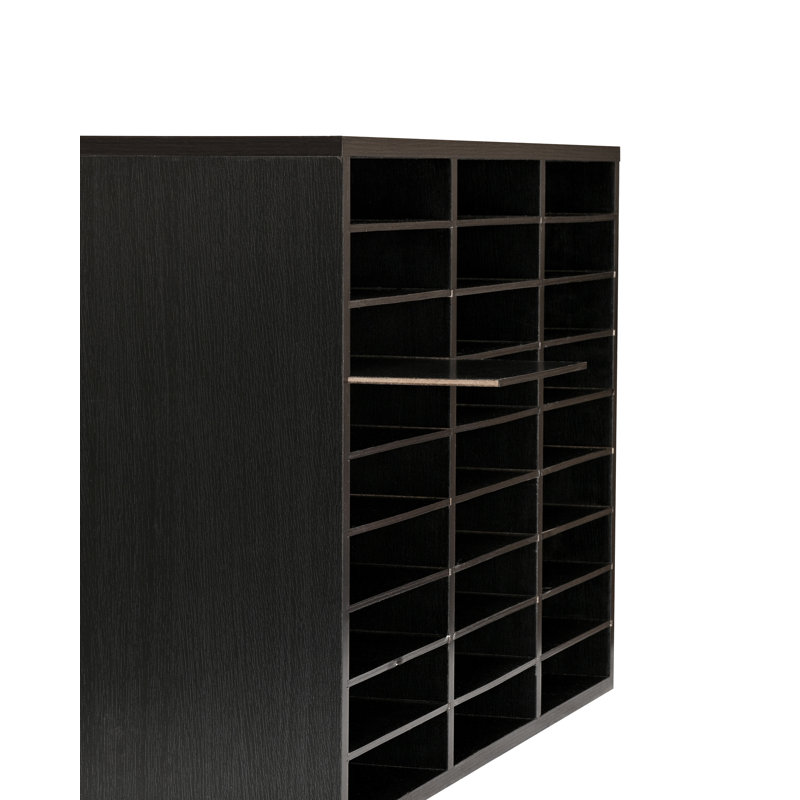 Black MDF 27-Compartment Adjustable Literature Organizer