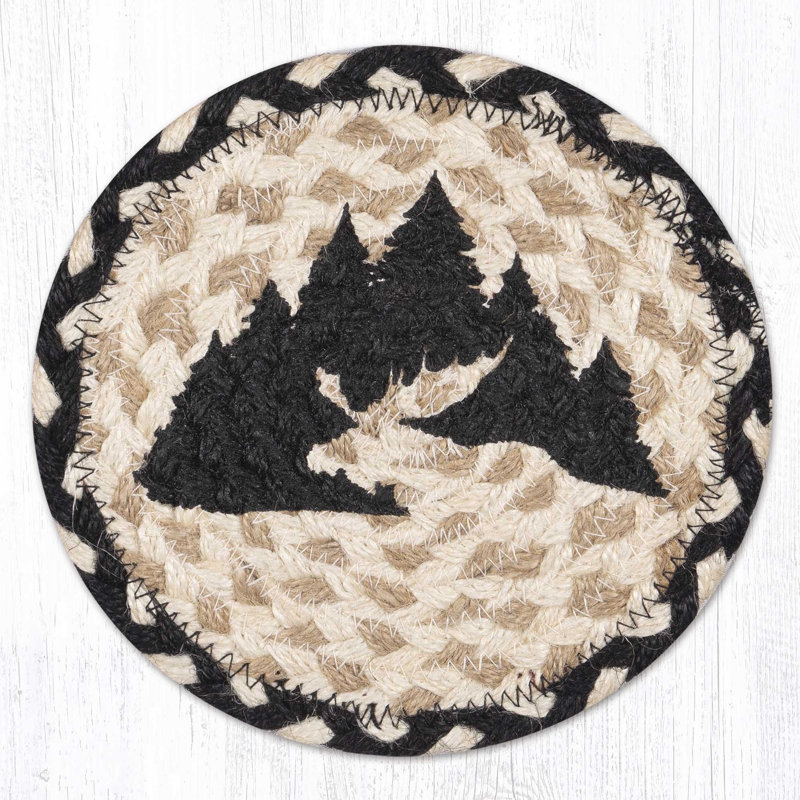  Jute tressé graphique 7 po H, Graphic Moose Round