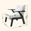 Fauteuil de style Mid-Century moderne en beige et gris, tissu brodé, conception confortable pour la détente, support de poids de 350 lb, bois d'hévéa massif, pour chambre ou balcon, largeur de paquet de 16,54 po