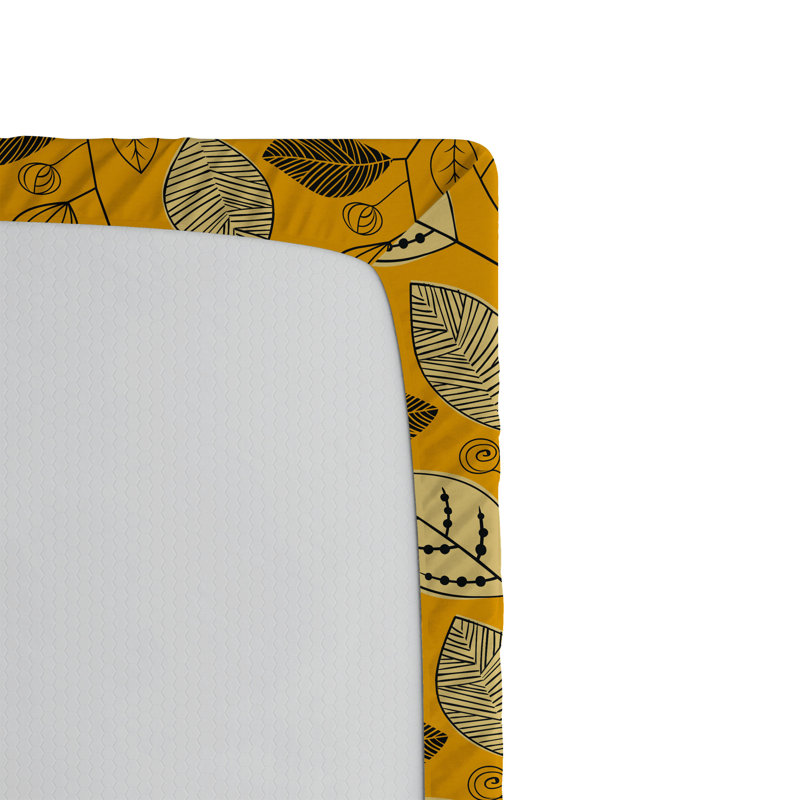Drap-housse Ambesonne, Drap-housse pour lit simple TG, Jaune souci, noir, beige / floral
