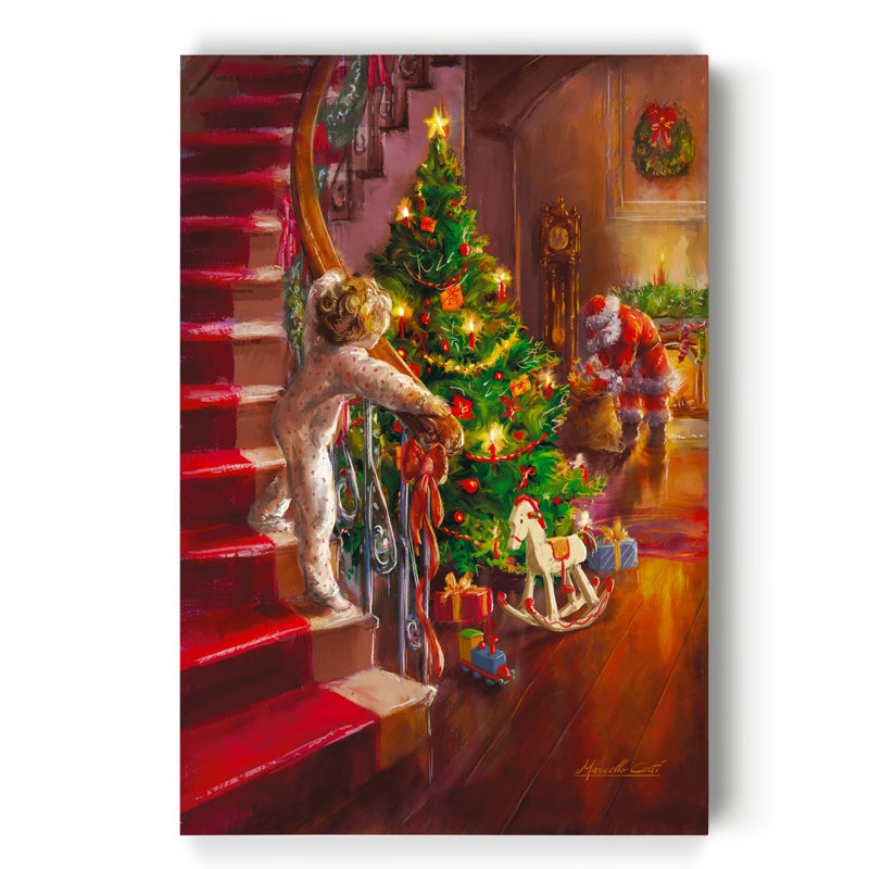 «I Espion Santa» par Parvez Taj - reproduction d'art sur toile tendue, H 27 po x l 18 po x P 1 po