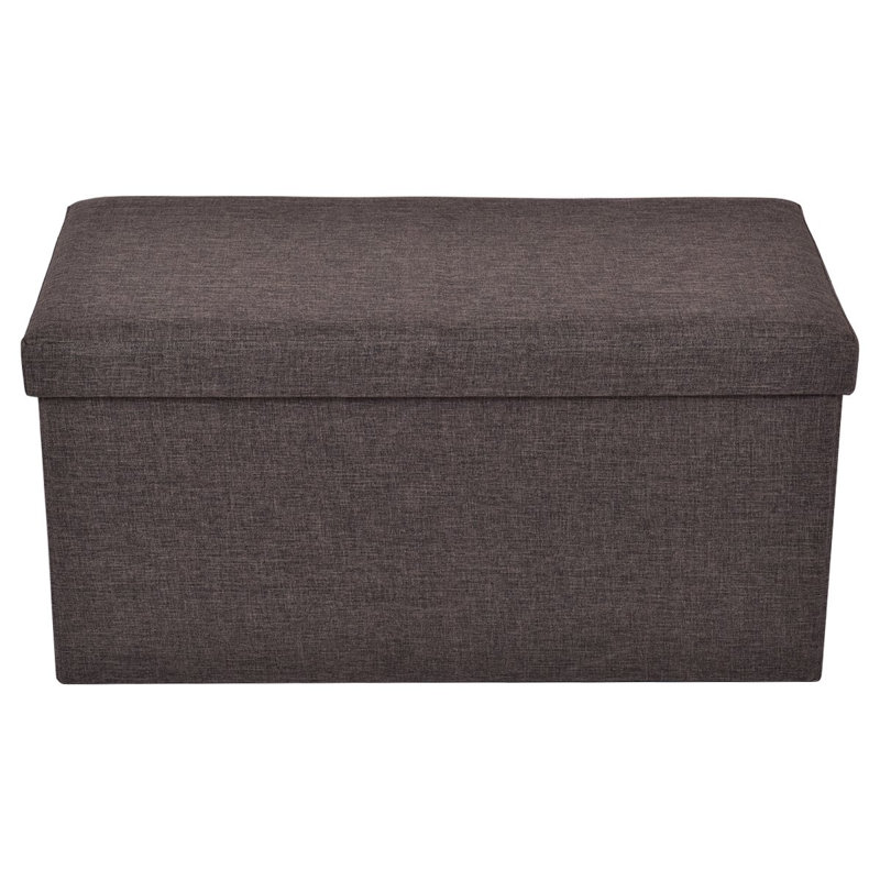 38cm Wide Rectangle Solid Colour Ottoman with Storage, Brown
