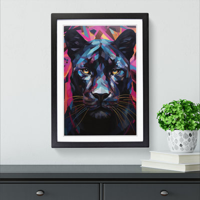 Panther Geometric - Single Picture Frame Print on Wood
