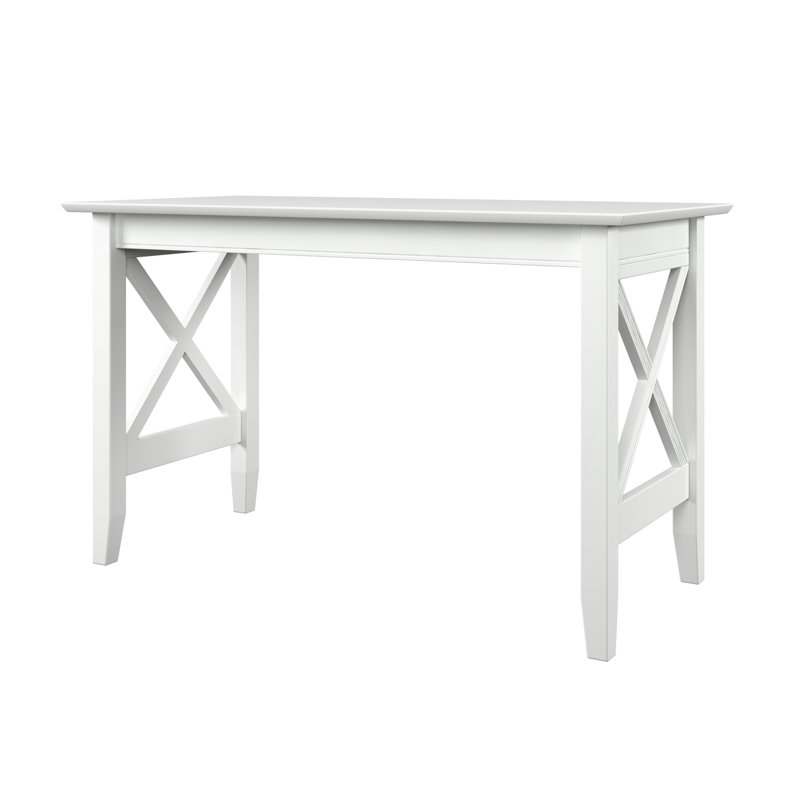 Table de travail en bois massif Lexi, Blanc