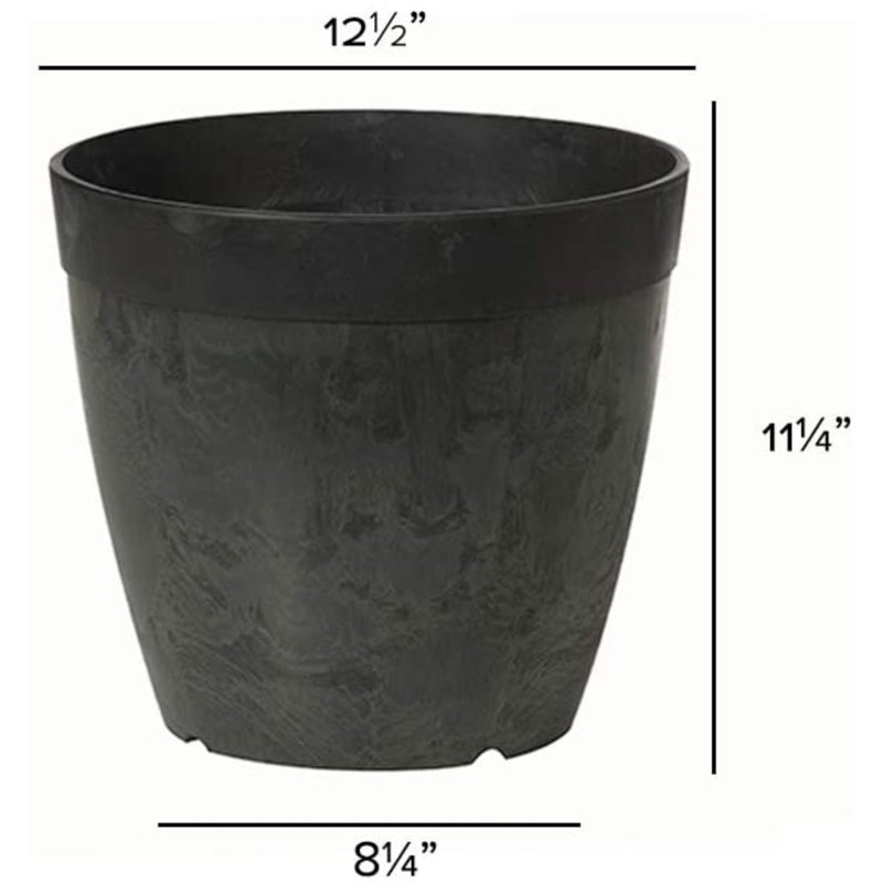 Burdette Pot Planter, Black, 8" H x 8.5" W x 8.5" D