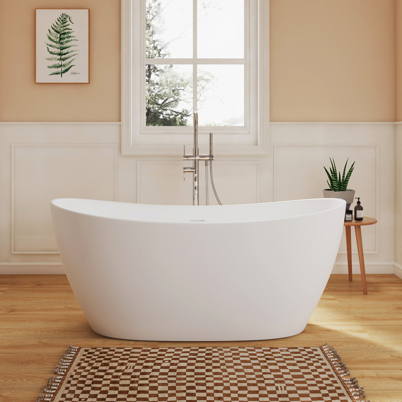Fslefay 55'' Freestanding Bathtub Solid Surface Deep Soaking Tubs