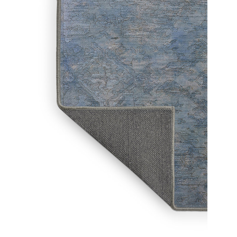 Tapis bleu à motif géométrique, Rectangle 5 pi x 8 pi
