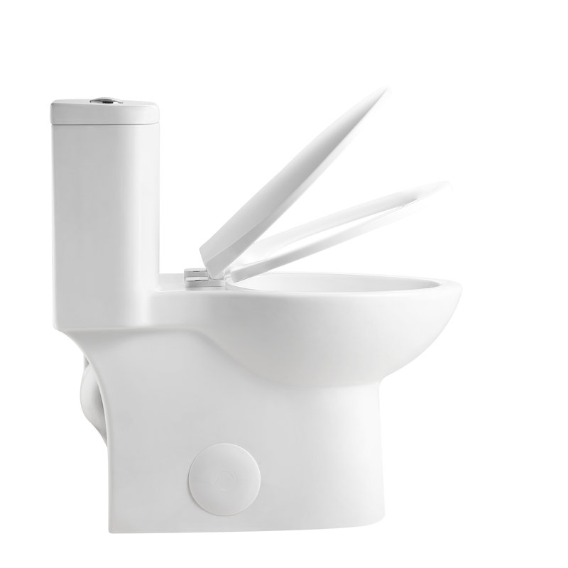 Comfortable Toilet With 17" Seat, 1.1/1.6 Dual Flush, Rimless Sanitary Basin, Quiet Gloss White 006 For Bathroom One Piece Hygienic Ceramic Silent