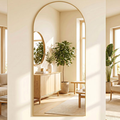  64" x 21" Aluminum Alloy Full Length Mirror, Floor Standing or Wall Mounted Leaning Mirror with Thin Frame,Gold
