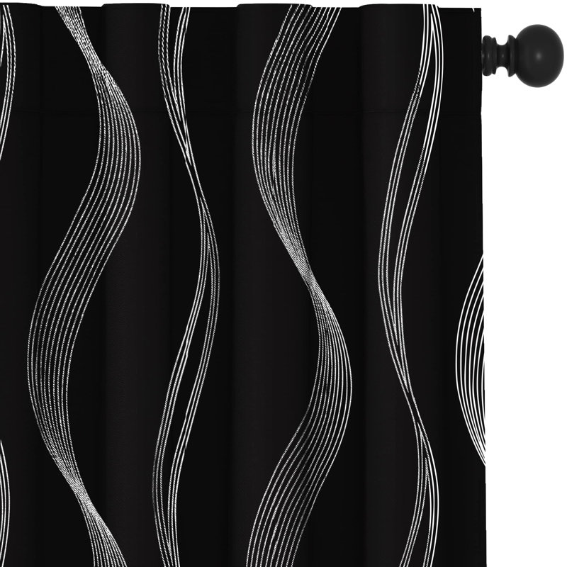 Paire de rideaux occultant avec passe-tringle, L 42 po x L 63 po, Noir, noir, noir, noir