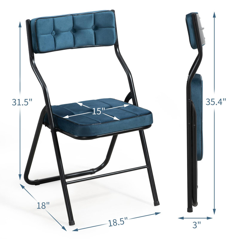 4-Pack Padded Folding Chairs – Portable Cushioned Dining Chairs for Guests, Blue