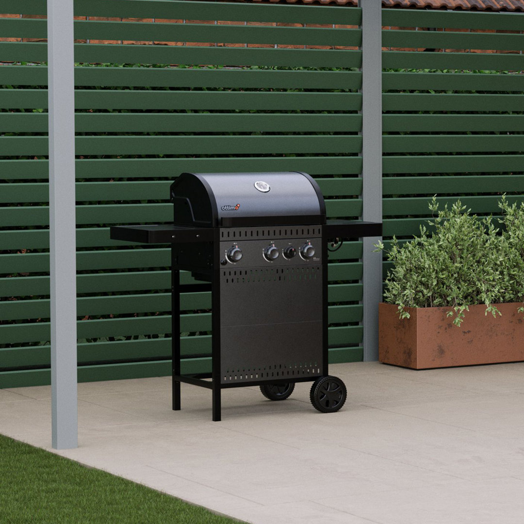 Charles Bentley 3 - Burner Freestanding Propane 40944 BTU BTU Gas Grill with Side Burner and Cabinet