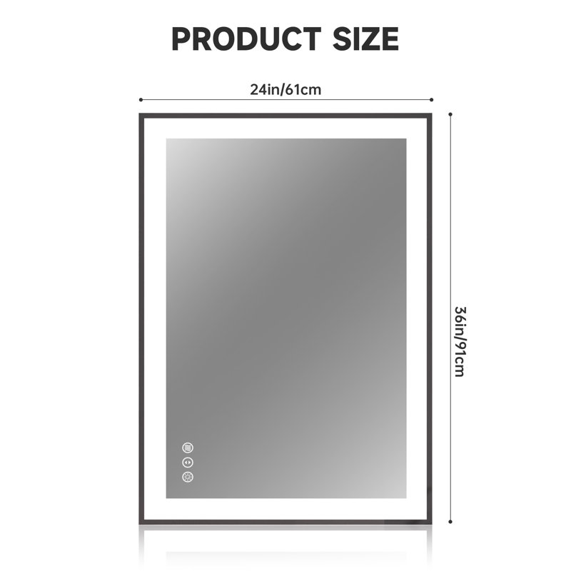Wrought Studio™ LED Bathroom Mirror with Lights, Lighted Vanity Mirrors for Bathroom Anti-Fog, Dimmable, 3 Colors, Wall Mounted  with ETL & 5-Year Warranty