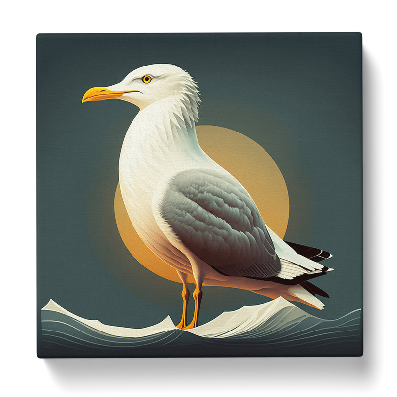 Seagull Art Deco - Wrapped Canvas - Framed Print, 35cm H x 35cm W x 3cm D