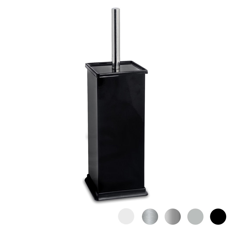 Harbour Housewares Square Toilet Brush and Holder, Black