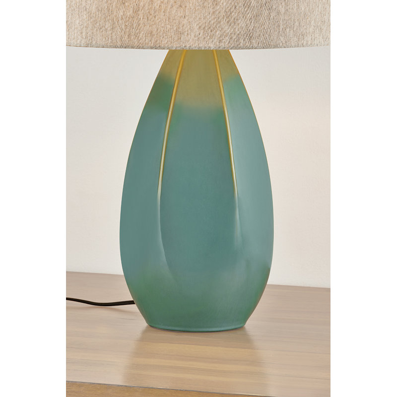 Colwyn Table Lamp in Aged Brass and Ceramic Dove White, Green, Green