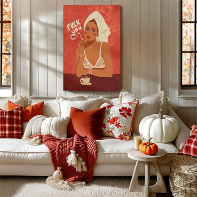1PC framed wall art canvas painting female portrait, Bath towel and lingerie, Vintage illustration style decor print vintage wall poster home decor perfect gift for modern artwork for bedroom living room