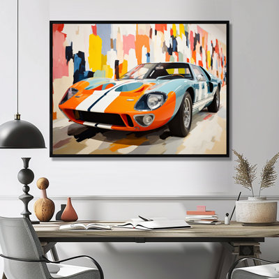 Orange Vintage American Gt Race Car - Race Tracks Wall Art