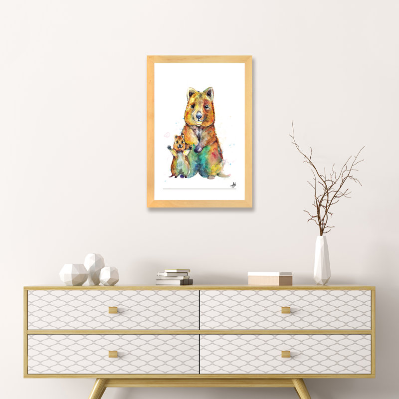 Art encadré pour enfants Qwazy Quokkas, H 32 po x l 24 po x P 1 po, Papier encadré naturel