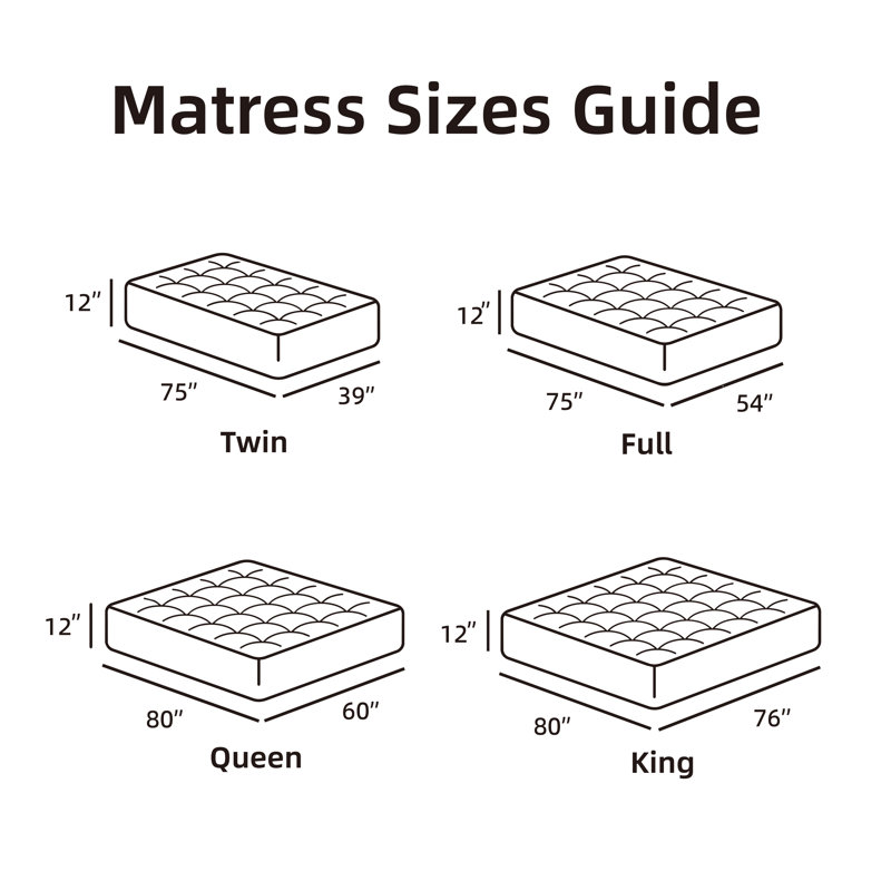 Matelas en mousse viscoélastique 12 po, Grand lit, 12"