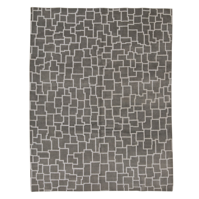 Hand Knotted Area Rug in Blue And Gray
