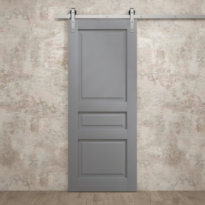 Modern Barn Door | Ego 5012 | Silver Rail Track Heavy Hardware Set | Solid Panel Interior Doors