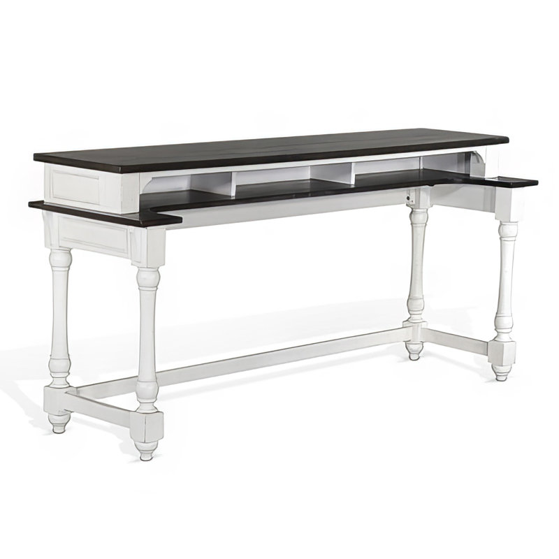 Orso Console Table, 76 Inch Rectangular Brown Top, White Mahogany