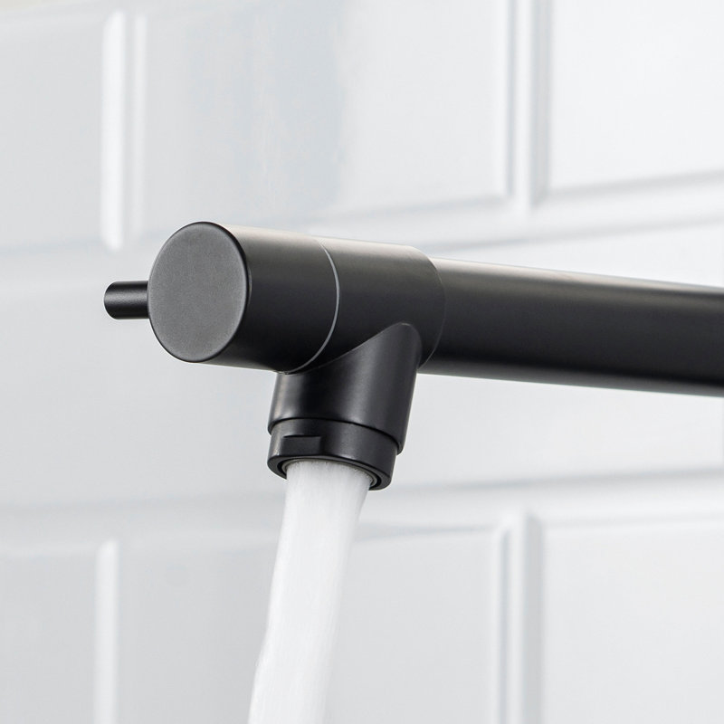 Heavy Duty Commercial Style Kitchen Sink Faucet, Single Handle Pre-Rinse Spring Sprayer Kitchen Faucets, High Arc Pull Down Matte Black Kitchen Faucet
