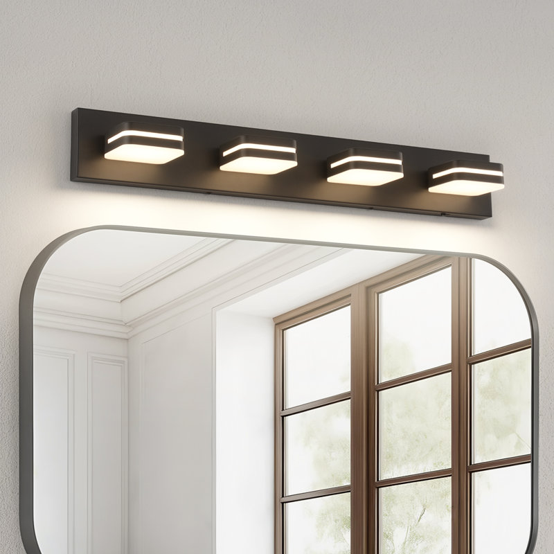  30 in. 4-Light Modern Black LED Bathroom Vanity Light 5CCT with Adjustable Head, Dimmable, 29.92" Width, 4 Lights