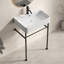 Lavabo de salle de bain autoportant 24 po * 16,5 po * 34,65 po avec pieds en acier inoxydable et support mural en céramique cuve blanche