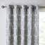 Damask Jacquard Lined Eyelet Curtains Silver Grey-20383023