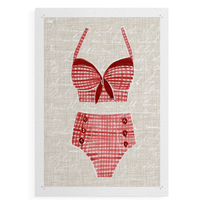 Vintage Swimming III -Canvas Print Only - NOT FRAMED