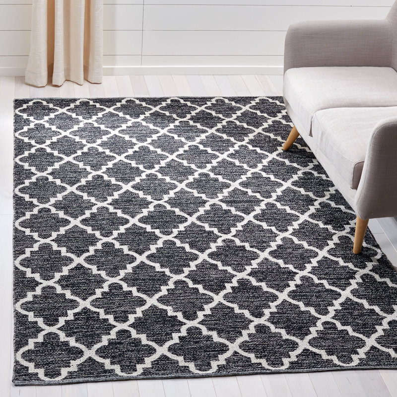 Tapis géométrique en coton tissé à la main Lockbourne, Rectangle 8 pi x 10 pi