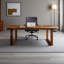 Modern Minimalist Rectangular Solid Wood Desk, Brown Executive Office Desk-294761982