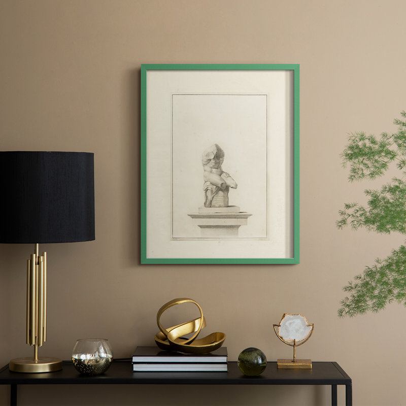 Croquis rétro CX, reproduction encadrée - bois massif, H 30 po x l 24 po, Vert