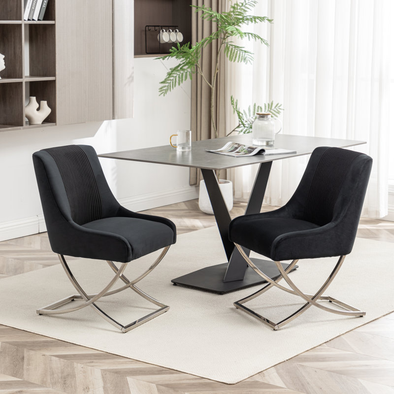Chaise d'appoint rembourrée en velours Elian, Noir, noir, noir, noir