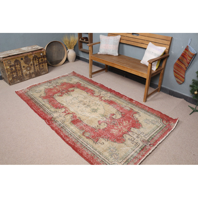 Tapis turc rétro à motif floral beige est un tapis tissé à la main unique pour une décoration intérieure élégante