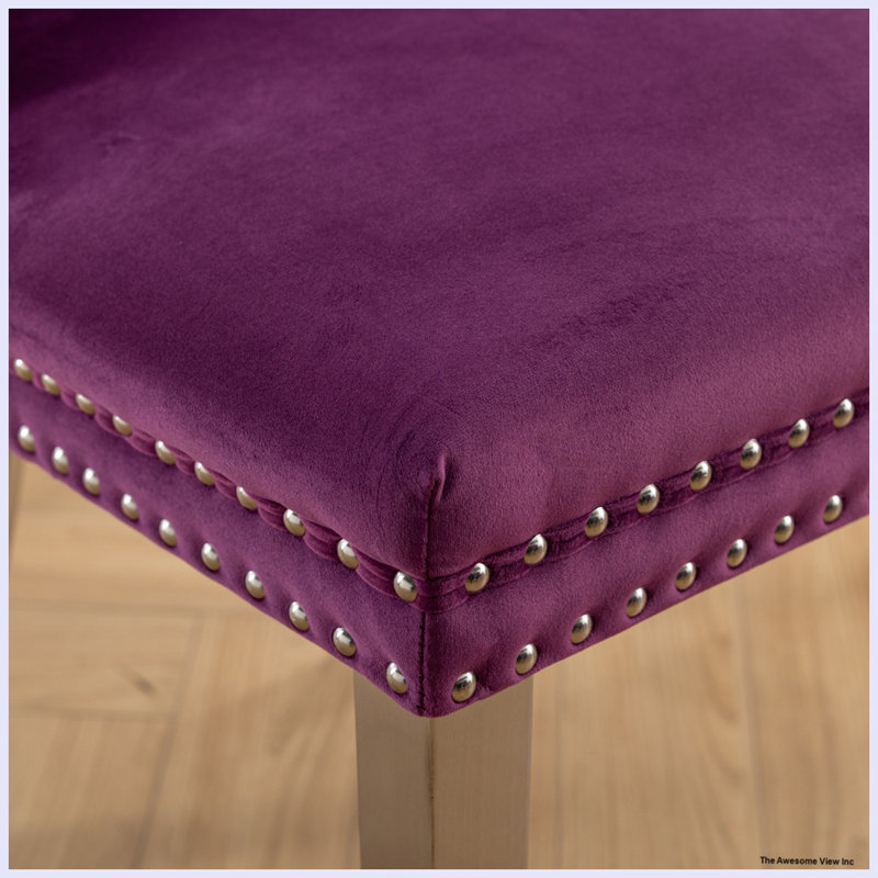 Chaise de salle à manger rembourrée Kalana, Mauve, Argent