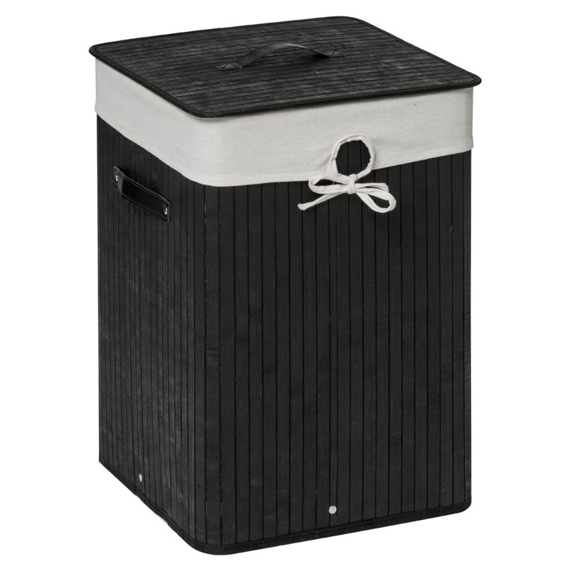 Kankyo Bamboo Laundry Hamper with Handles, Black