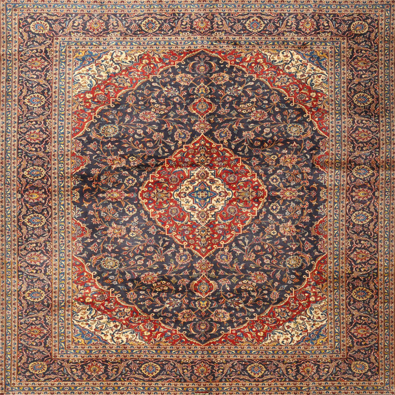 Brun/brun/bleu oriental Adamou Tapis décoratif, Carré 6 pi