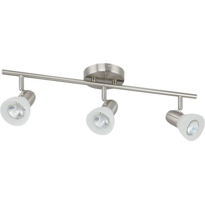 Plafonnier de cuisine à 3 lampes sur rail, fini nickel brossé