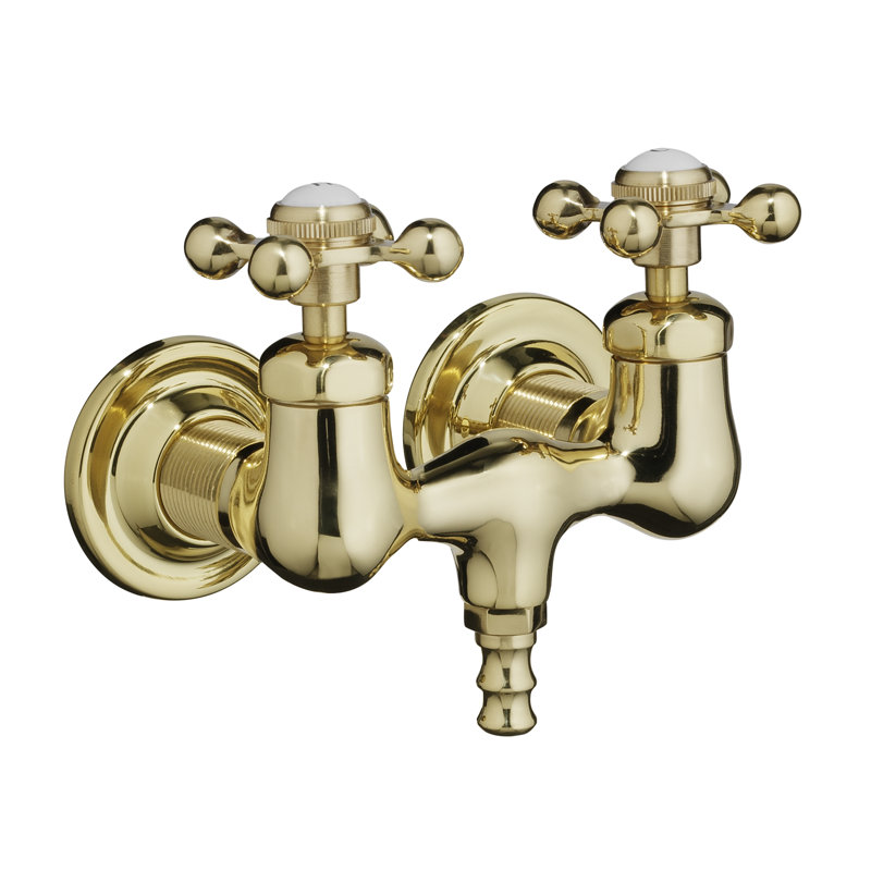 2 Handle Bathroom Clawfoot Tub Faucet, Polished Brass