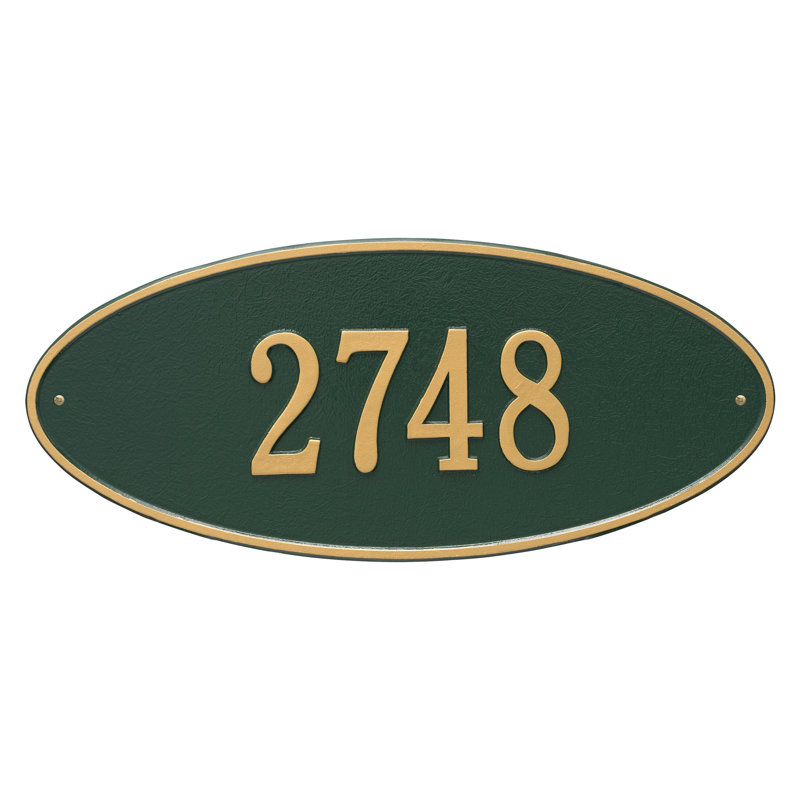 Plaque d'adresse murale sur 1 ligne Madison, Oui, Vert et or