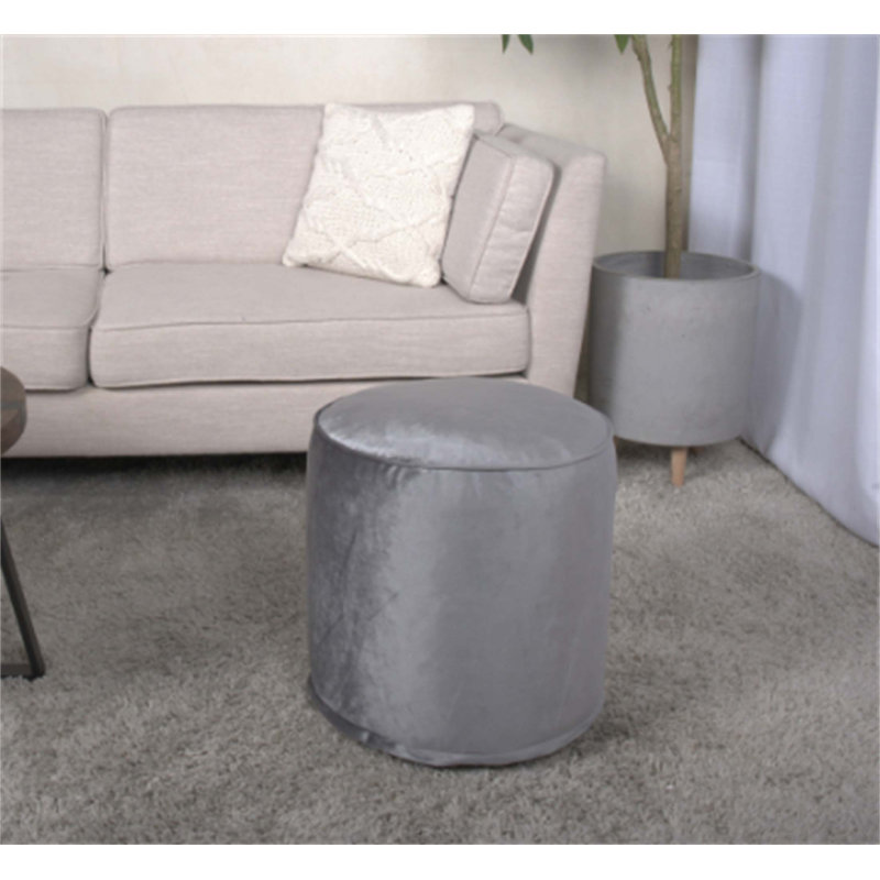 Pouf cylindrique Shimon, élégant et polyvalent repose-pieds en étain pour une décoration moderne et des sièges confortables